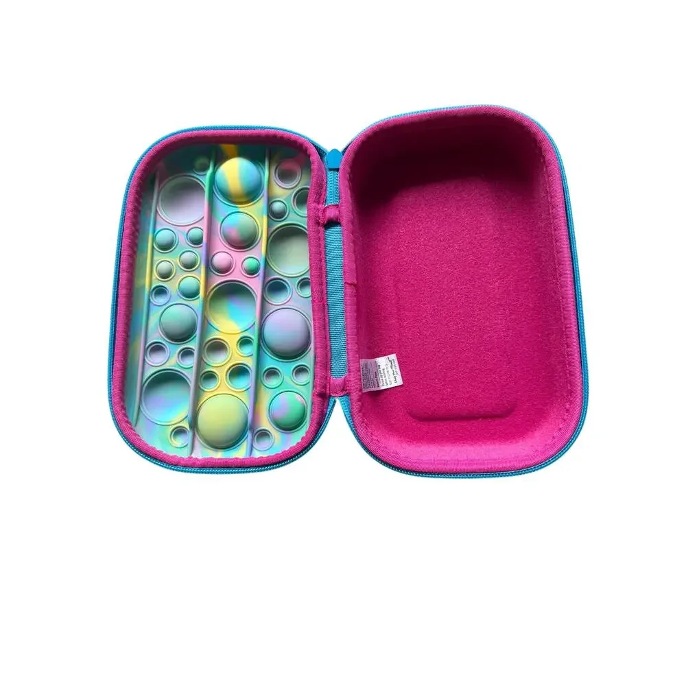 NWOT ZIPIT Fidget Rainbow Bubble Silicone Kids Sensory Zip Pencil Case Blue/Pink